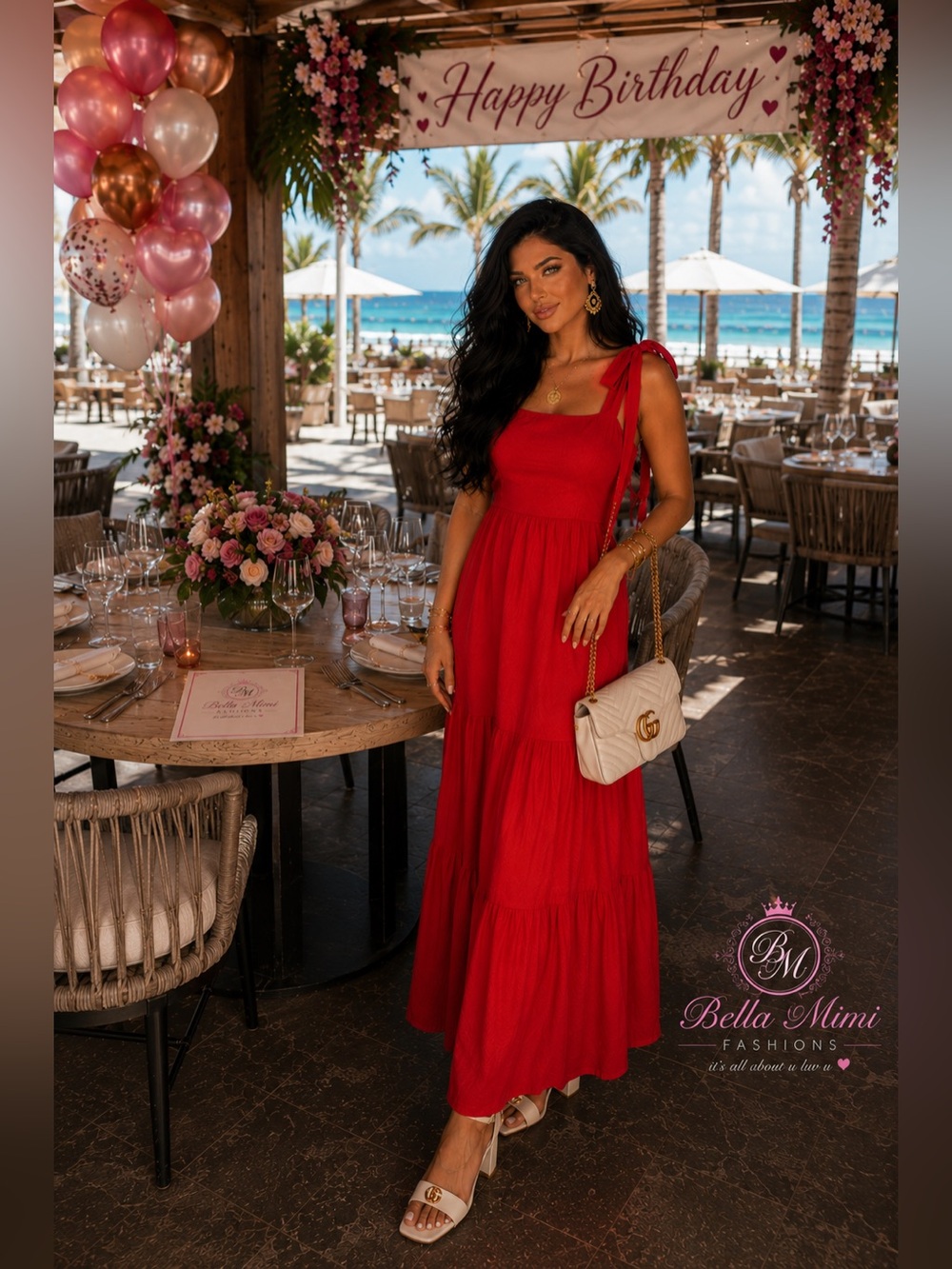 NEW Elegant Red Tie-Shoulder Maxi Dress size small/large 🌹🌹🌹 BC BAG 08